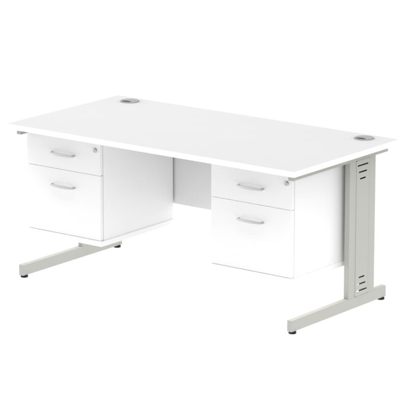 Impulse 1600mm Cable Managed Straight Desk With Two Fixed Pedestal - Image 41