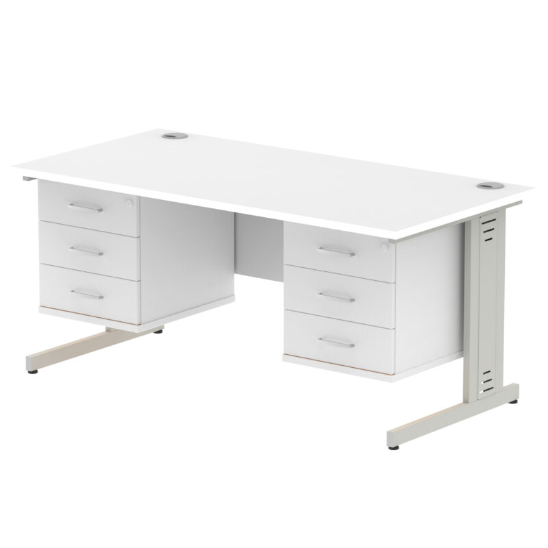 Impulse 1600mm Cable Managed Straight Desk With Two Fixed Pedestal - Image 42