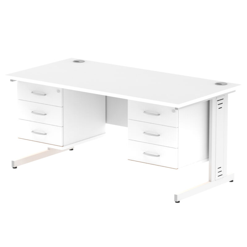 Impulse 1600mm Cable Managed Straight Desk With Two Fixed Pedestal - Image 46