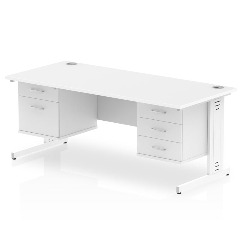 Impulse 1600mm Cable Managed Straight Desk With Two Fixed Pedestal - Image 43