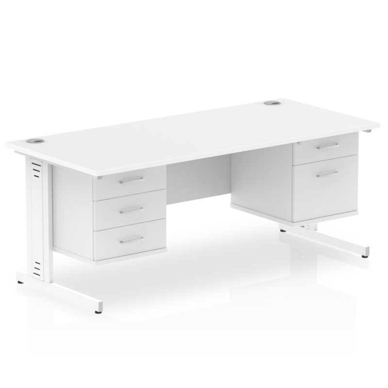 Impulse 1600mm Cable Managed Straight Desk With Two Fixed Pedestal - Image 44