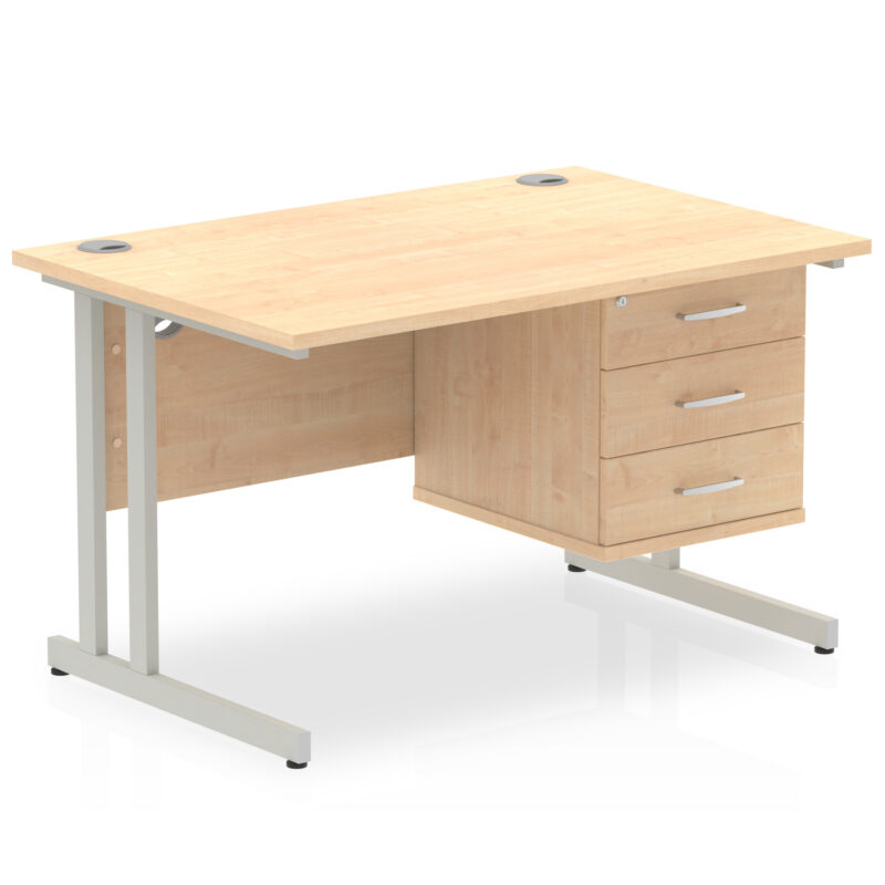 Impulse 1200mm Cantilever Straight Desk With Single Fixed Pedestal - Image 88