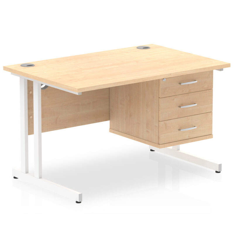 Impulse 1200mm Cantilever Straight Desk With Single Fixed Pedestal - Image 29