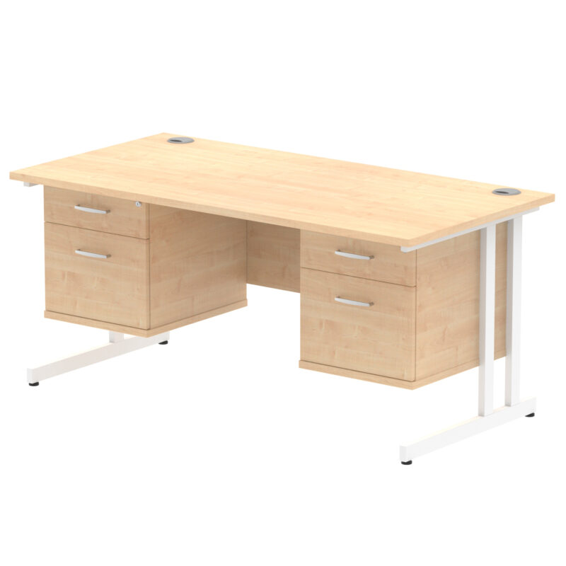 Impulse 1600mm Cantilever Straight Desk With Two Fixed Pedestal - Image 9