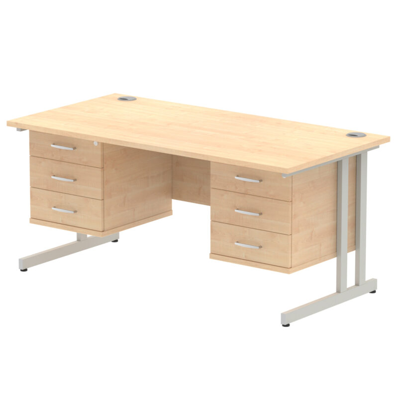 Impulse 1600mm Cantilever Straight Desk With Two Fixed Pedestal - Image 33