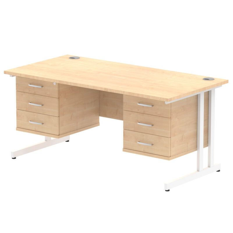Impulse 1600mm Cantilever Straight Desk With Two Fixed Pedestal - Image 10