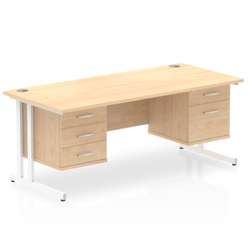 Impulse 1800mm Cantilever Straight Desk With Two Fixed Pedestal - Image 9
