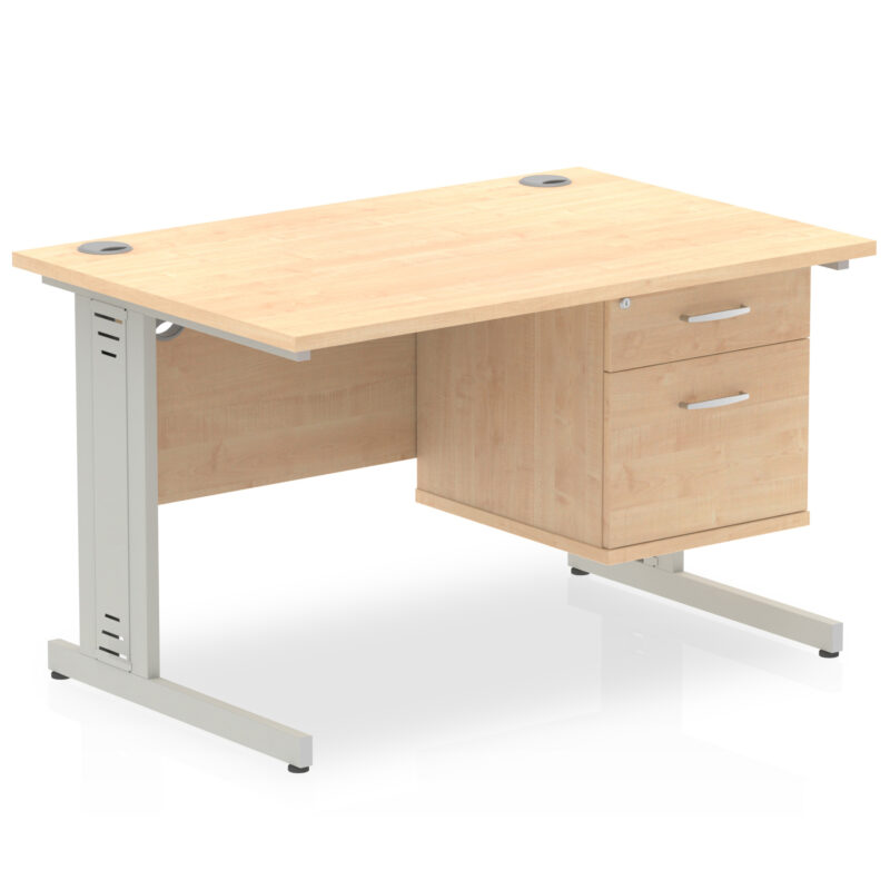 Impulse 1200mm Cable Managed Straight Desk With Single Fixed Pedestal - Image 14