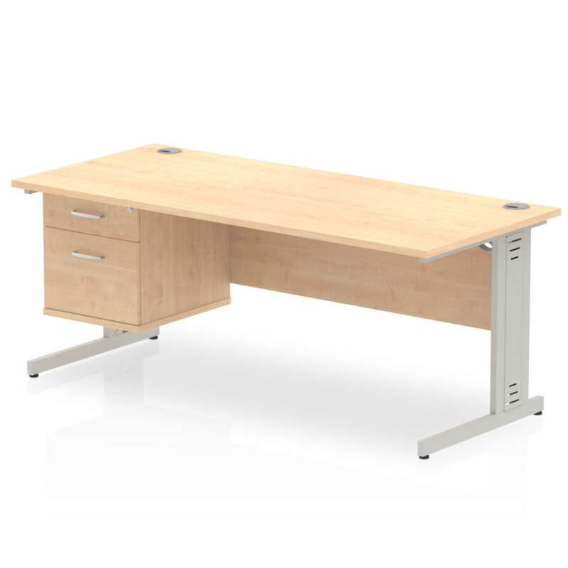 Impulse 1800mm Cable Managed Straight Desk With Single Fixed Pedestal - Image 13