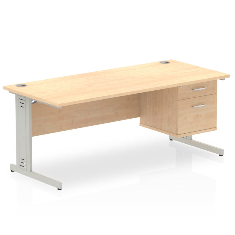 Impulse 1800mm Cable Managed Straight Desk With Single Fixed Pedestal - Image 14