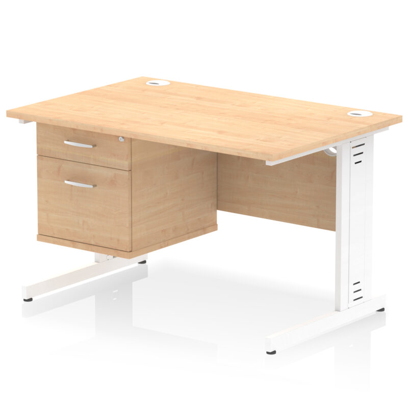 Impulse 1200mm Cable Managed Straight Desk With Single Fixed Pedestal - Image 17