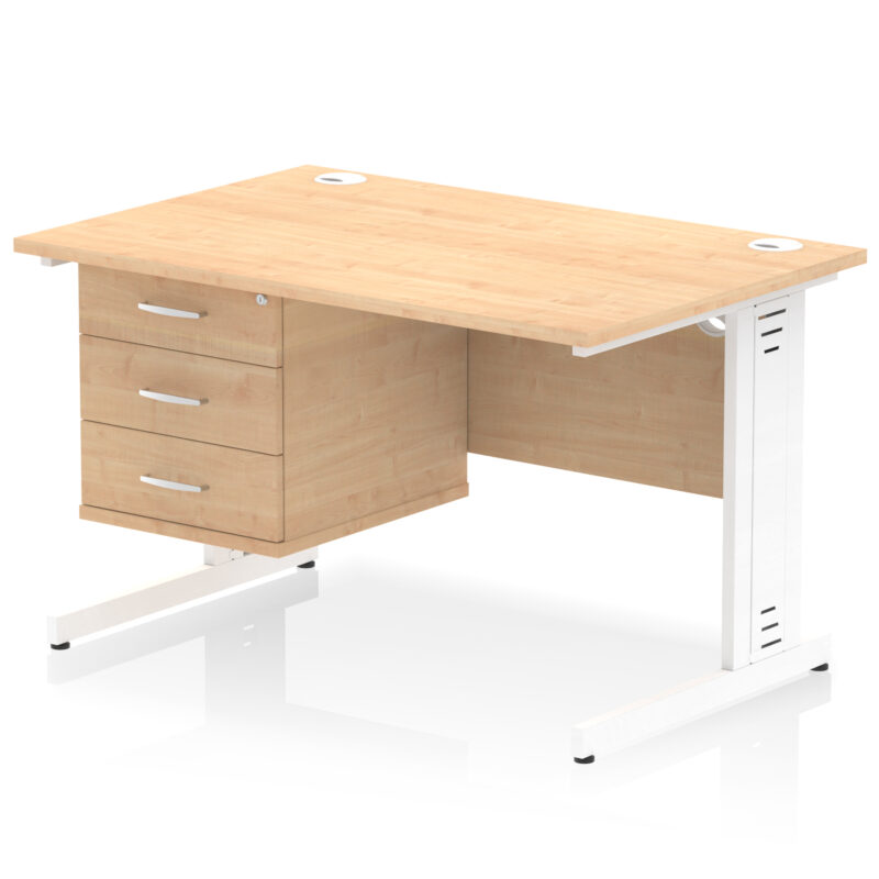 Impulse 1200mm Cable Managed Straight Desk With Single Fixed Pedestal - Image 19