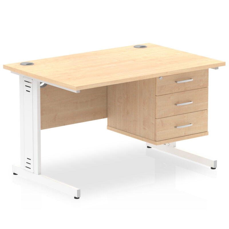 Impulse 1200mm Cable Managed Straight Desk With Single Fixed Pedestal - Image 20