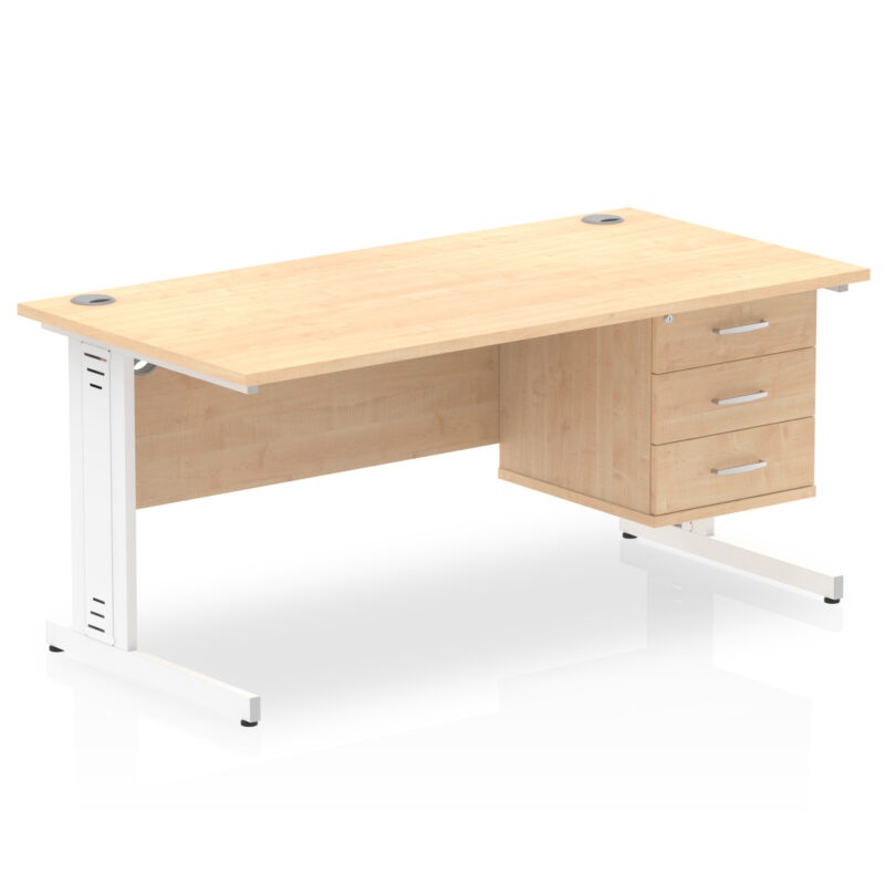 Impulse 1600mm Cable Managed Straight Desk With Single Fixed Pedestal - Image 20