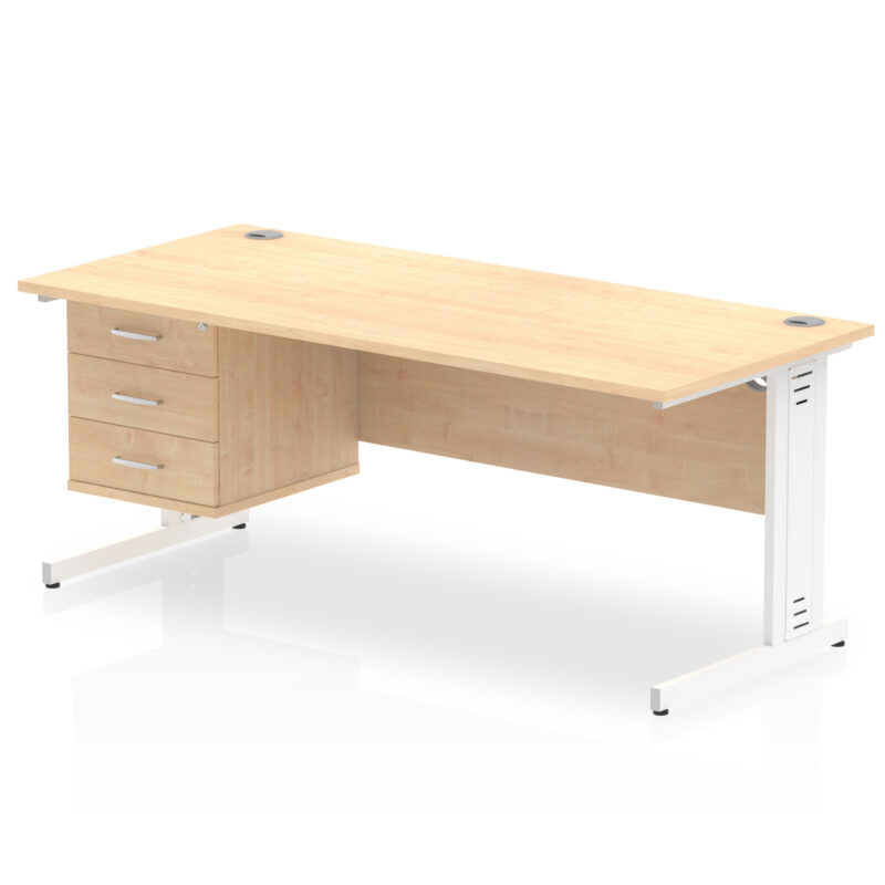 Impulse 1800mm Cable Managed Straight Desk With Single Fixed Pedestal - Image 19