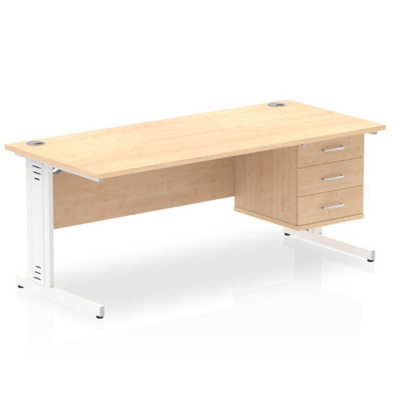 Impulse 1800mm Cable Managed Straight Desk With Single Fixed Pedestal - Image 20