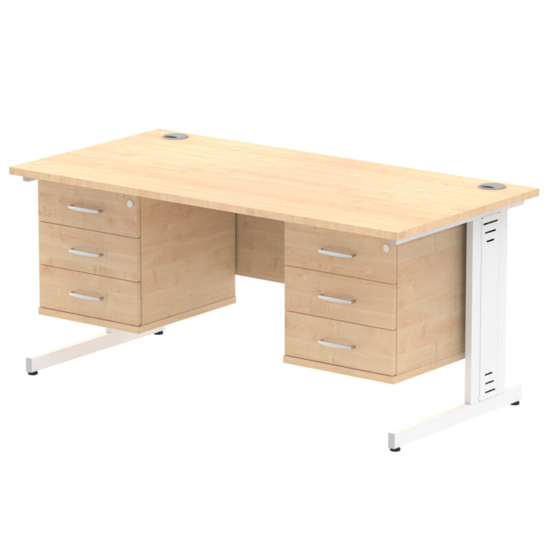 Impulse 1600mm Cable Managed Straight Desk With Two Fixed Pedestal - Image 22