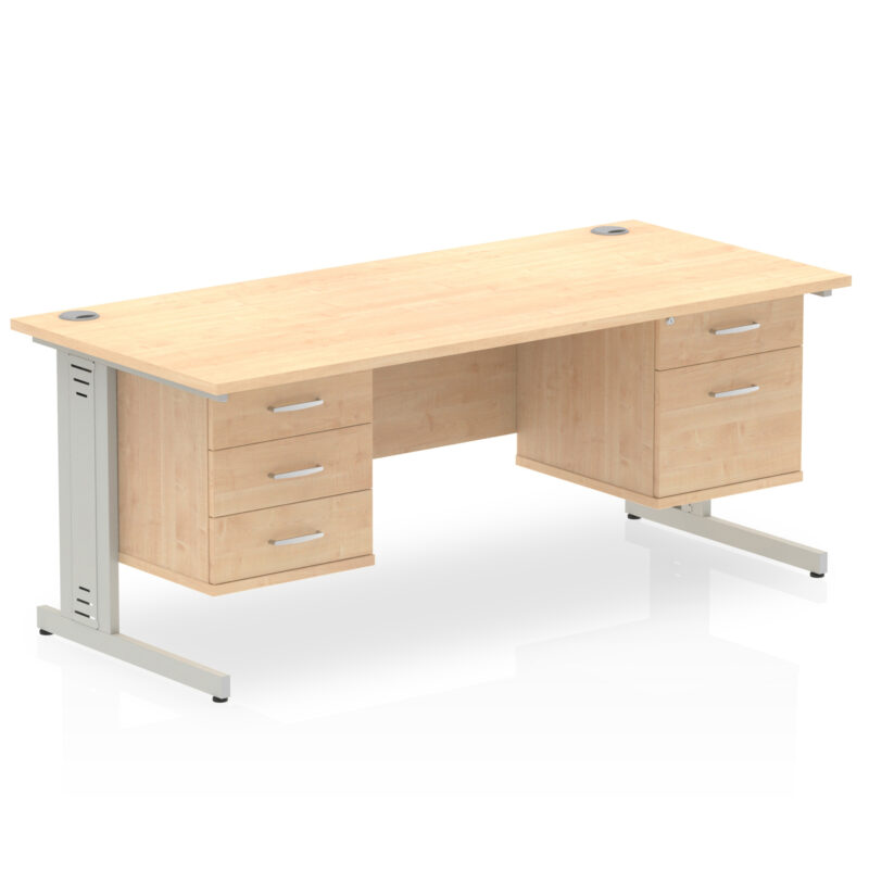 Impulse 1600mm Cable Managed Straight Desk With Two Fixed Pedestal - Image 16
