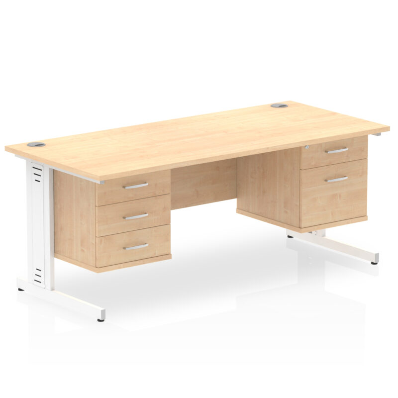 Impulse 1600mm Cable Managed Straight Desk With Two Fixed Pedestal - Image 20