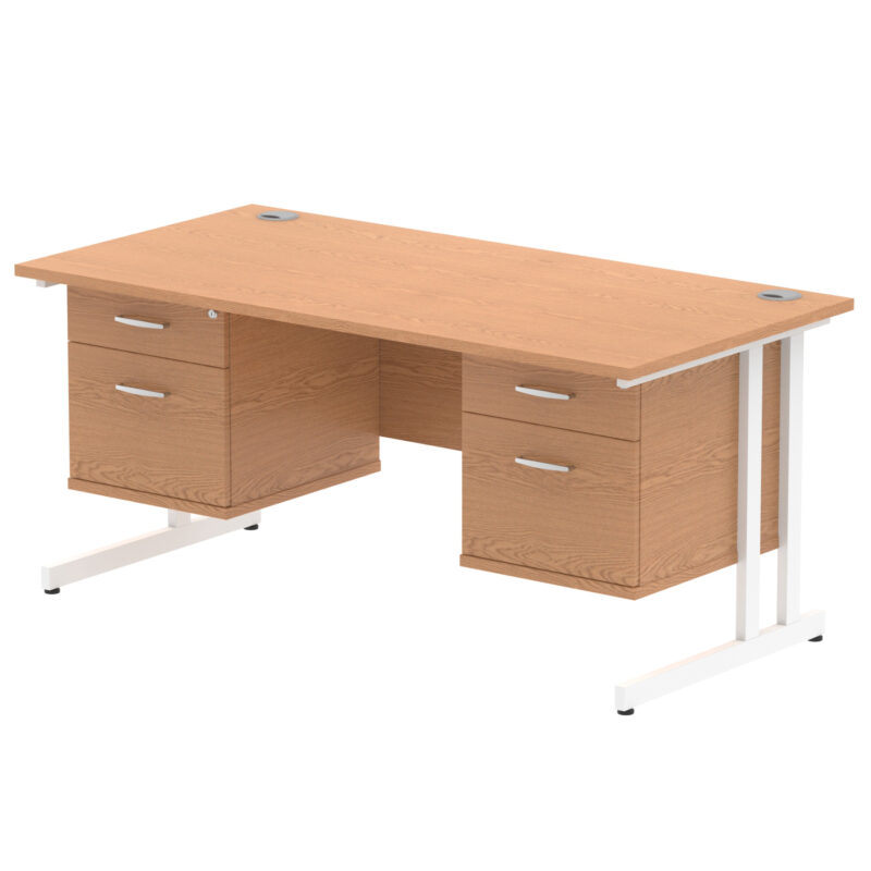 Impulse 1600mm Cantilever Straight Desk With Two Fixed Pedestal - Image 13