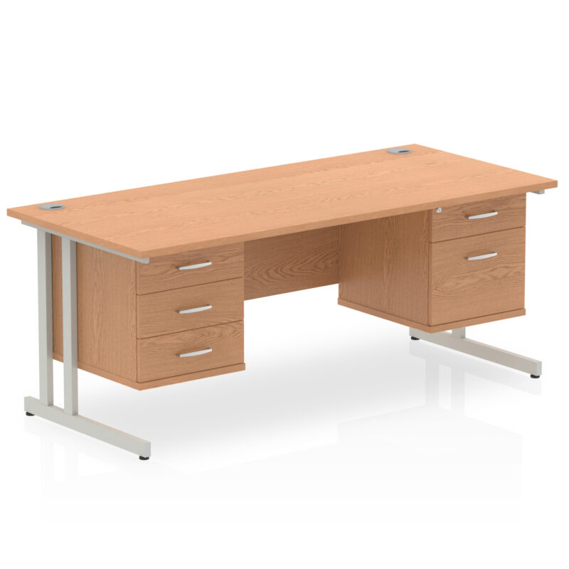 Impulse 1600mm Cantilever Straight Desk With Two Fixed Pedestal - Image 35