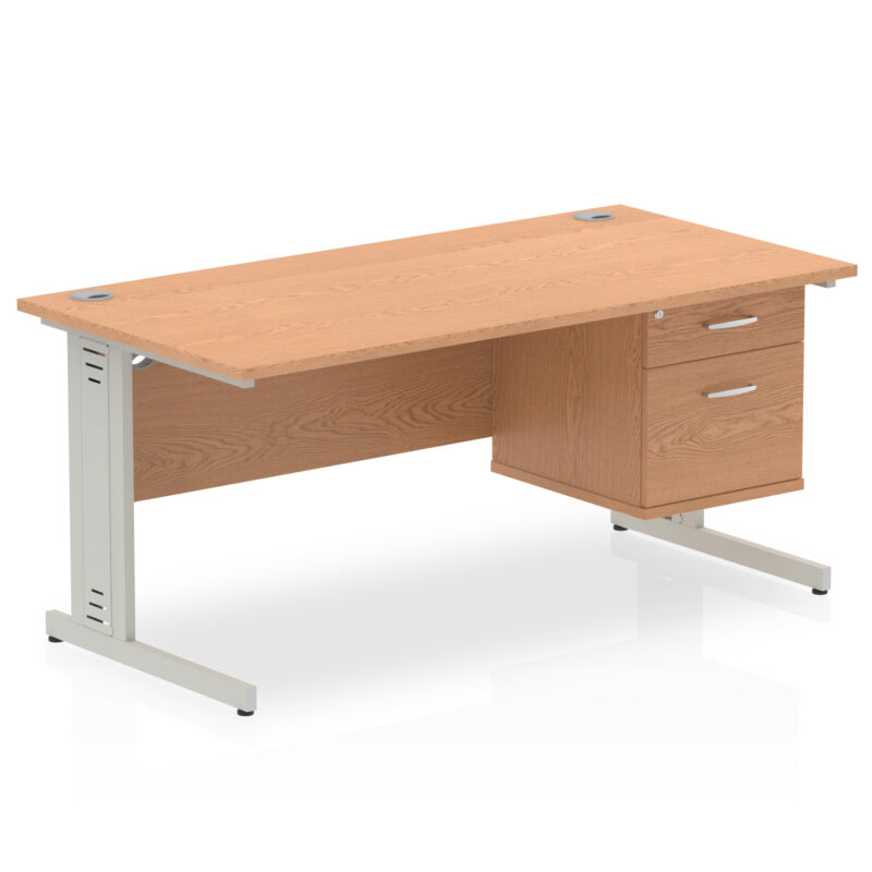 Impulse 1600mm Cable Managed Straight Desk With Single Fixed Pedestal - Image 22