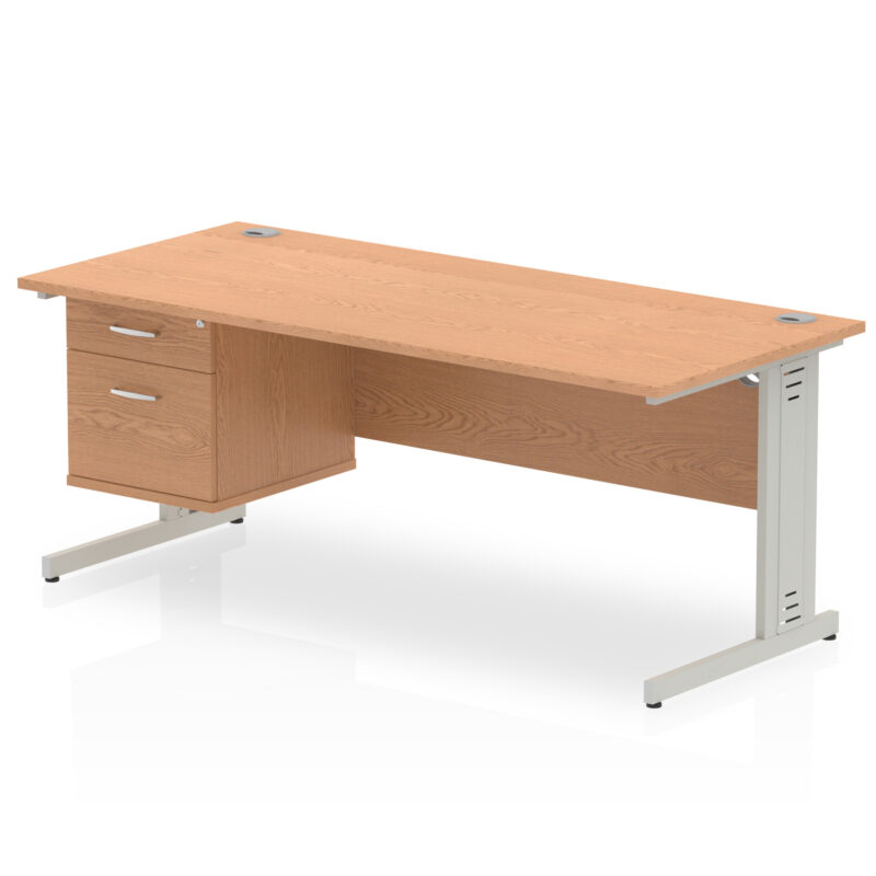 Impulse 1800mm Cable Managed Straight Desk With Single Fixed Pedestal - Image 21
