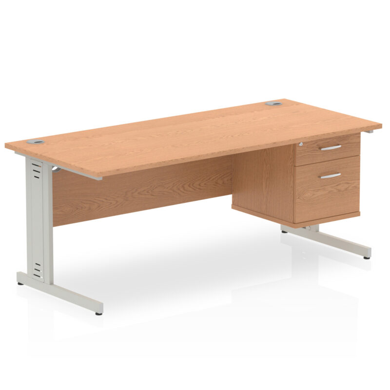 Impulse 1800mm Cable Managed Straight Desk With Single Fixed Pedestal - Image 22
