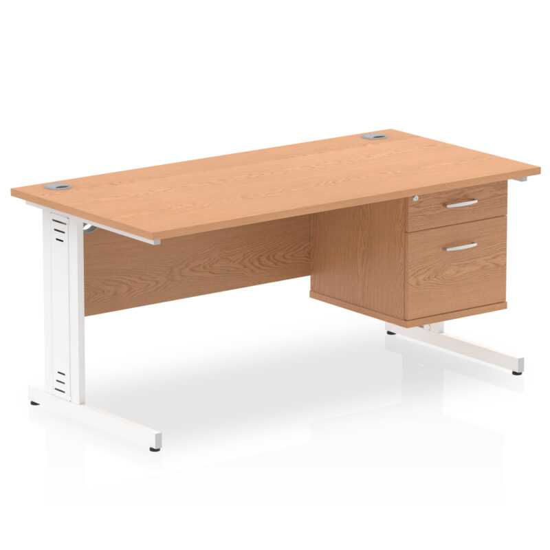 Impulse 1600mm Cable Managed Straight Desk With Single Fixed Pedestal - Image 26