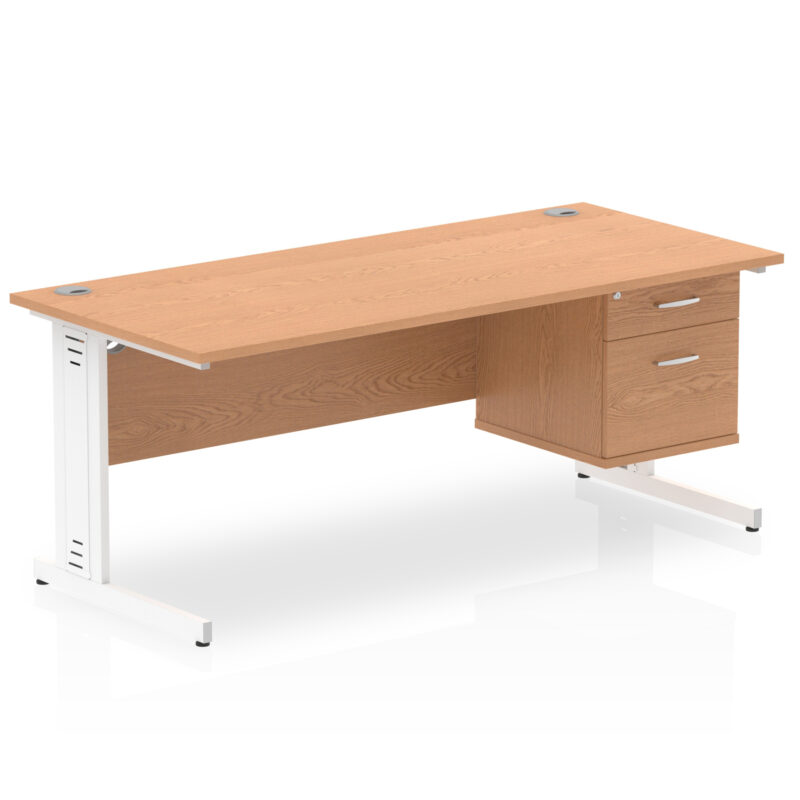Impulse 1800mm Cable Managed Straight Desk With Single Fixed Pedestal - Image 24