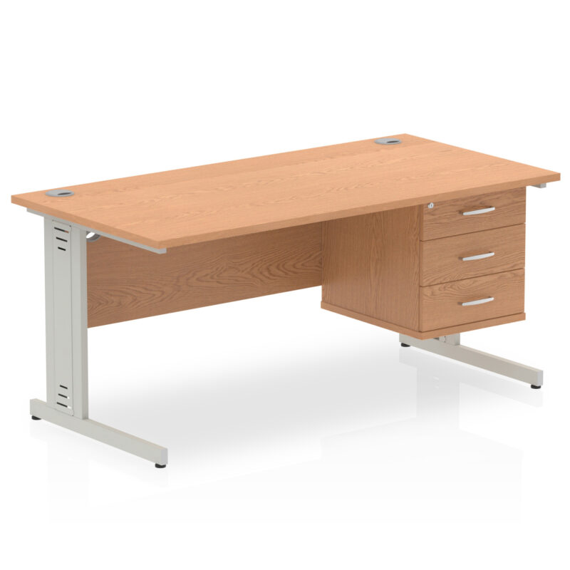 Impulse 1600mm Cable Managed Straight Desk With Single Fixed Pedestal - Image 24