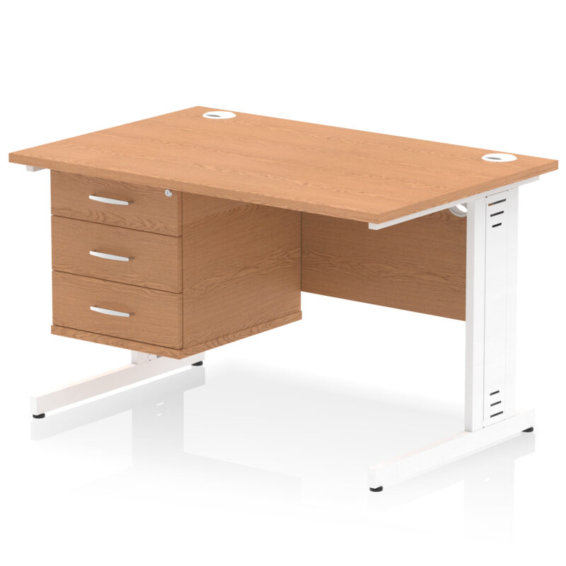 Impulse 1200mm Cable Managed Straight Desk With Single Fixed Pedestal - Image 27