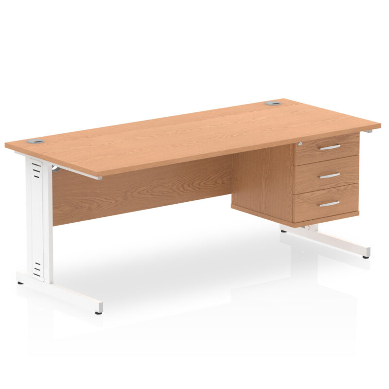 Impulse 1800mm Cable Managed Straight Desk With Single Fixed Pedestal - Image 28