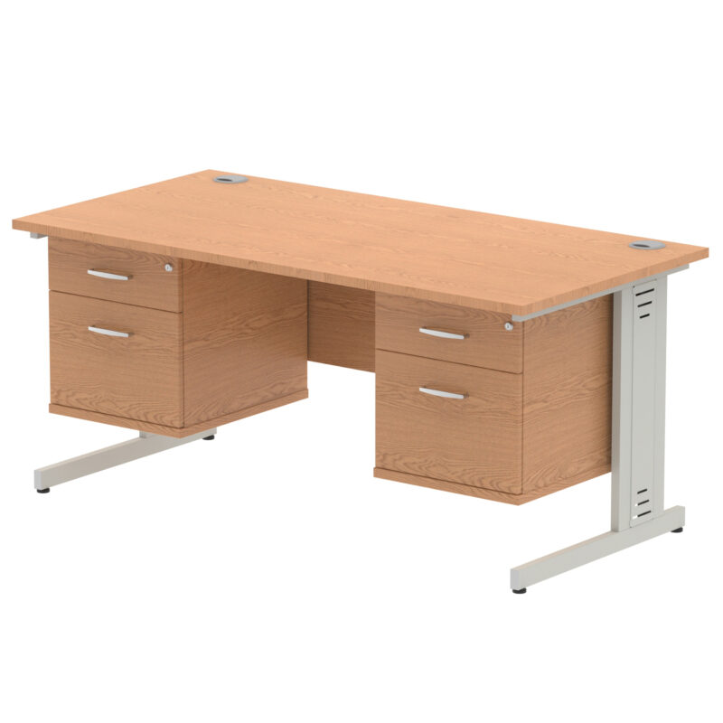 Impulse 1600mm Cable Managed Straight Desk With Two Fixed Pedestal - Image 25