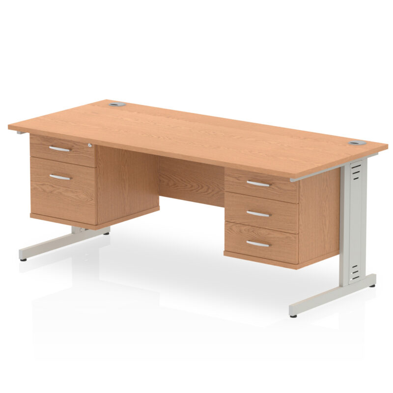 Impulse 1600mm Cable Managed Straight Desk With Two Fixed Pedestal - Image 23