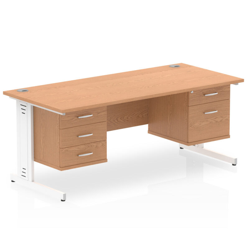 Impulse 1600mm Cable Managed Straight Desk With Two Fixed Pedestal - Image 28