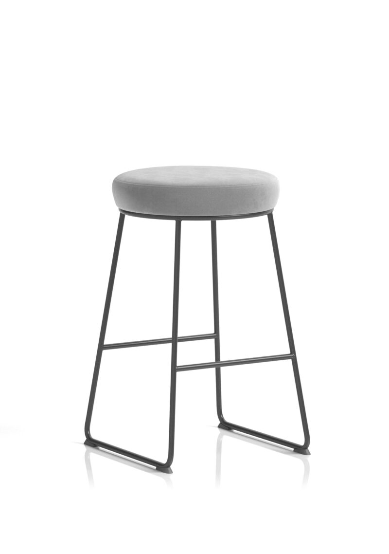 Turin Black Frame Fabric Seat Stool Chair - Image 2