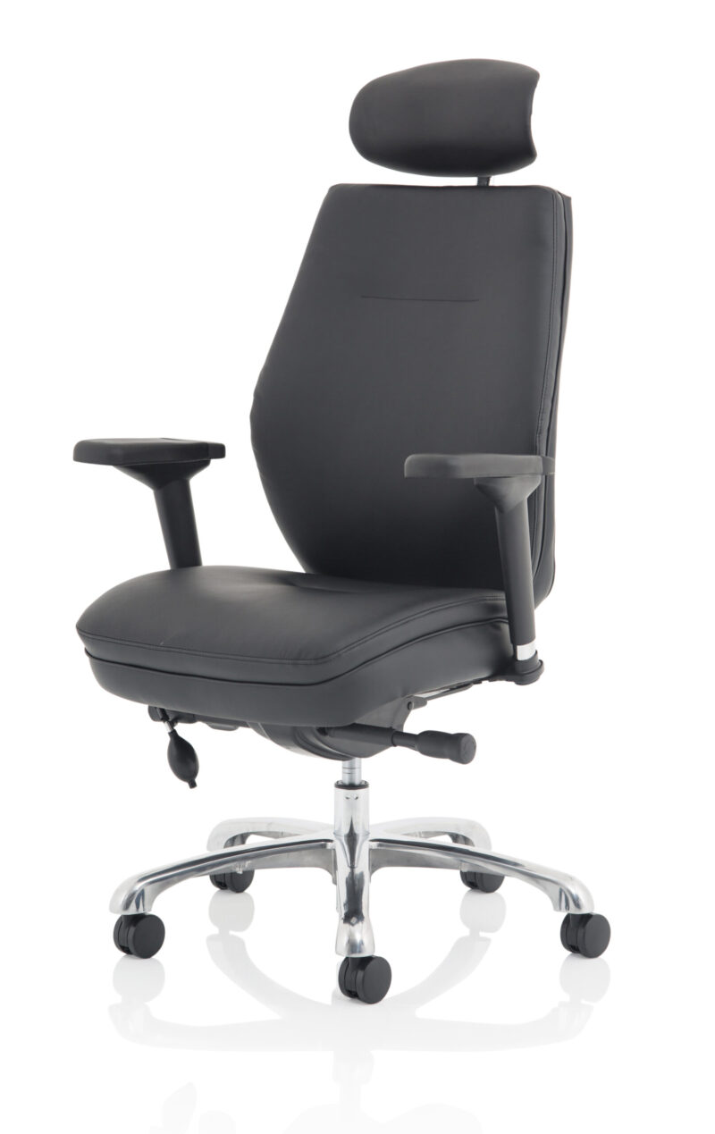 Domino High Back Black Ergonomic Posture Chair with Arms and Headrest - Image 3