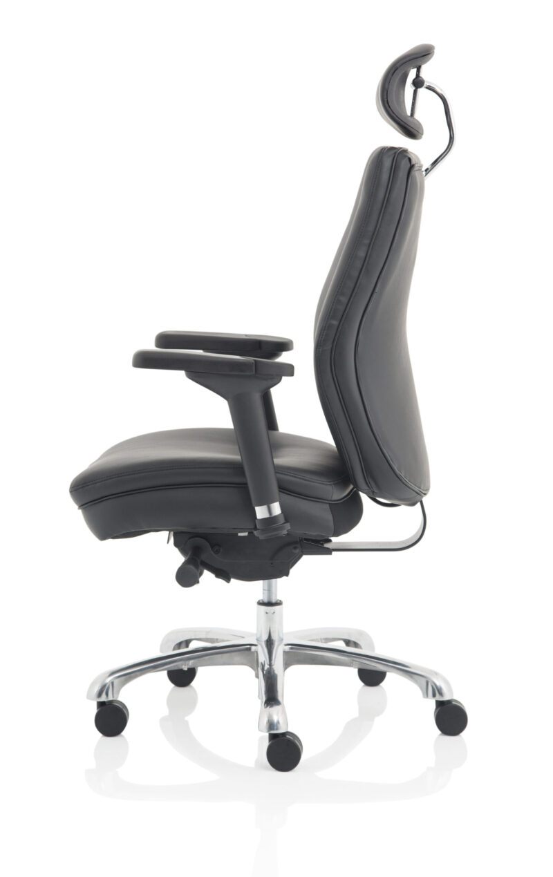 Domino High Back Black Ergonomic Posture Chair with Arms and Headrest - Image 4