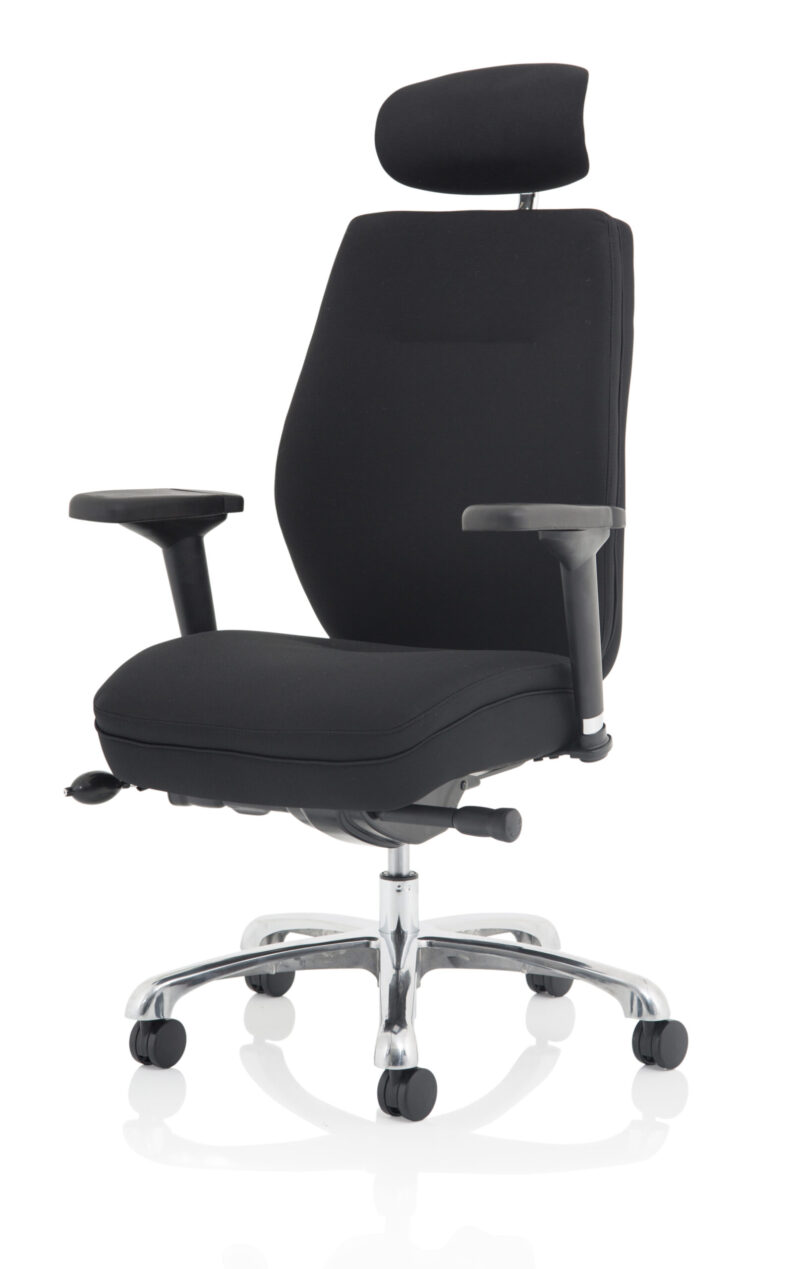 Domino High Back Black Ergonomic Posture Chair with Arms and Headrest - Image 11