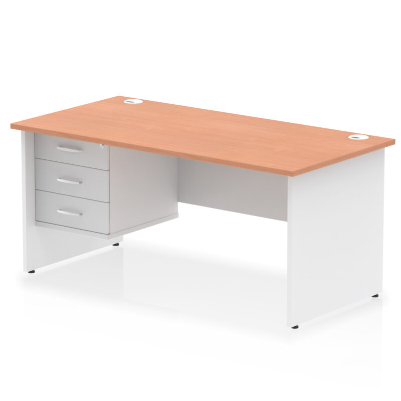 Impulse 1600mm Panel End Straight Desk With Single Fixed Pedestal - Image 6