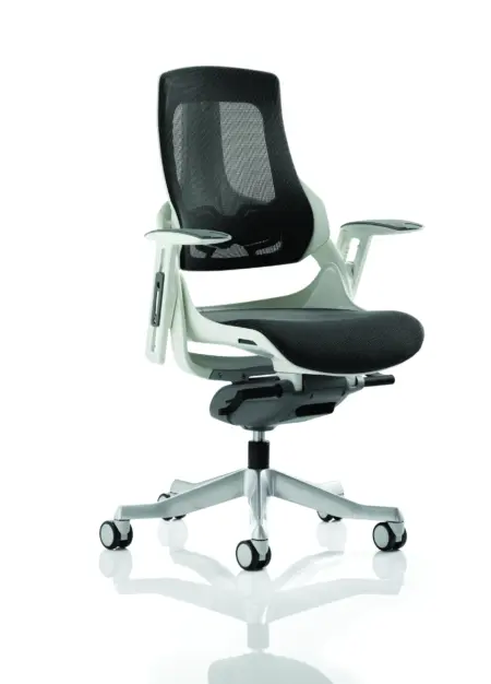Zure High Back White Shell Executive Office Chair with Arms